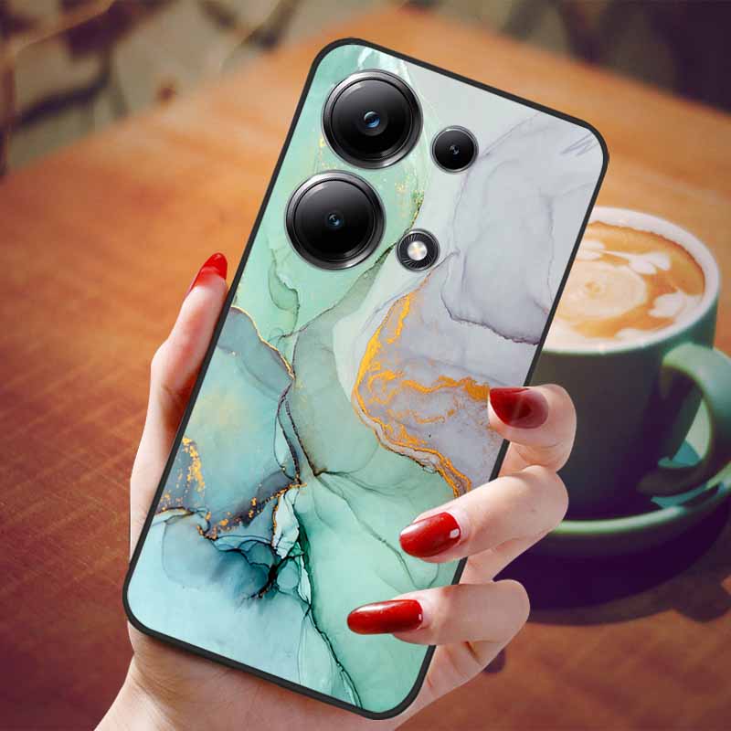 For Poco M6 Pro 4G Case Fashion Marble Silicon Black Cover for Xiaomi Poco M6Pro 4G Phone Case M 6 Pro Soft Shells PocoM6Pro 4G
