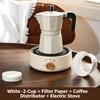 Double Valve Moka Pot 2‑Cup Capacity White Aluminum Coffee Maker Stovetop Espresso Brewer for Home Kitchen Use Make Rich Flavor Coffee Daily Household