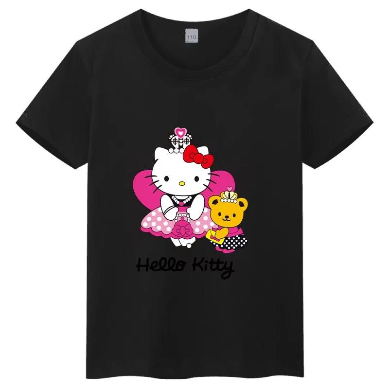 

2026 Summer Hello Kitty Princessstyle Theme Printed Oversized Loose Comfortable summer loosefitting Womens clothing S