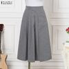 ZANZEA Women Elegant Casual Solid Color Loose Commute Midi Skirts