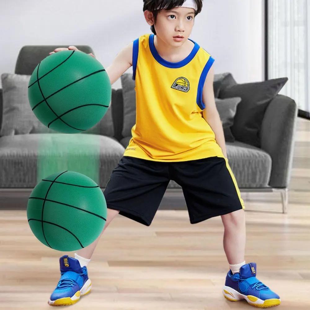 Balle de Basketball Silencieuse Haute Densité pour Enfants Entraînement Intérieur Raquette Balle Portable 18cm/22cm Éponge Élastique Petite Balle en Cuir Jouet