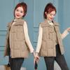 Autumn and Winter New Down Cotton Vest Female Korean Version Student Loose Cotton Jacket Vest Lapel Vest Jacket Female