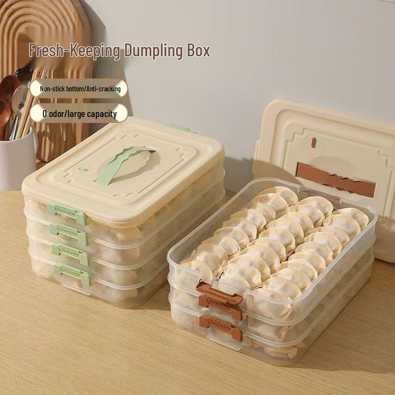 Dumpling Storage Box: Large-Capacity Multi-Layer Plastic Container for Freezer and Refrigerator