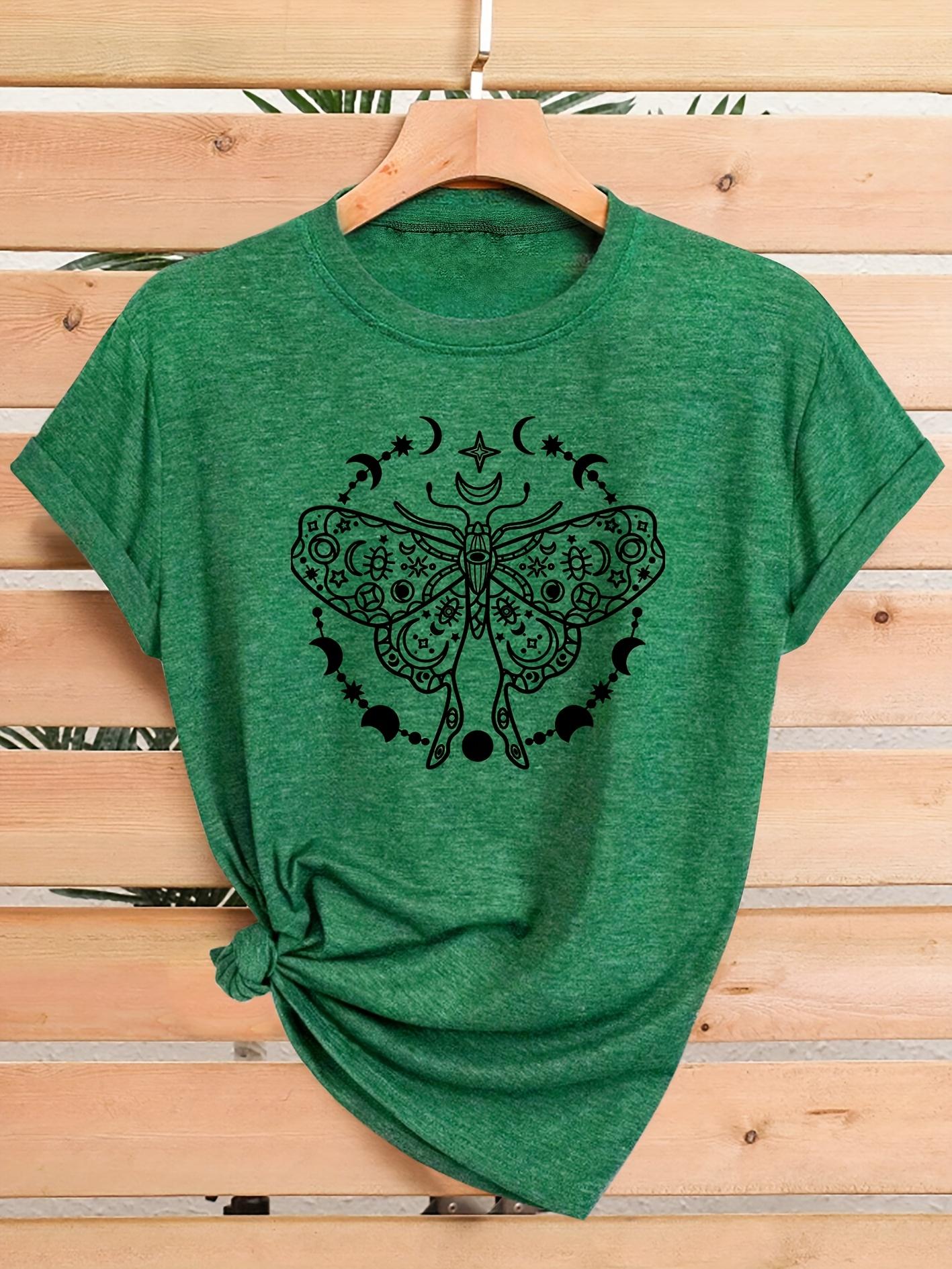 

Butterfly Print Fashion Elegant Women s Spring Summer Autumn Casual Sporty Top Soft Comfortable Round Neck Short Sleeve T-Shirt Available in Sizes S-X 3XL дубильна кора