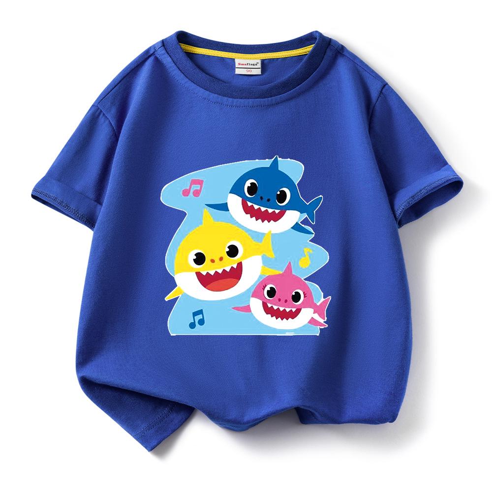2024 Baby Shark Pure Cotton Short-Sleeve T-Shirt for Kids – Boys' and Girls' Summer Wear