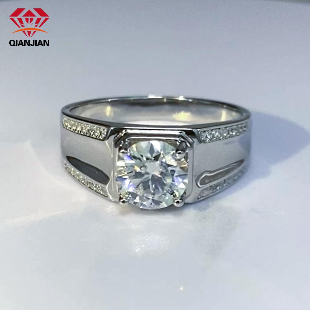 Gropshipping Elegant VVS Moissanite Round Diamond Custom 1ct Ring Sets Fashion Jewelry 925 Silver for Men