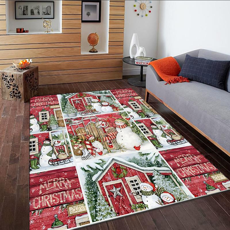 Santa Snowman Friendship  Carpet, Kitchen Rugs, Yoga Mat, Non-Slip Mats, Rug for Bathroom, Living Room bedroom, Camping Rugs Christmas Gift