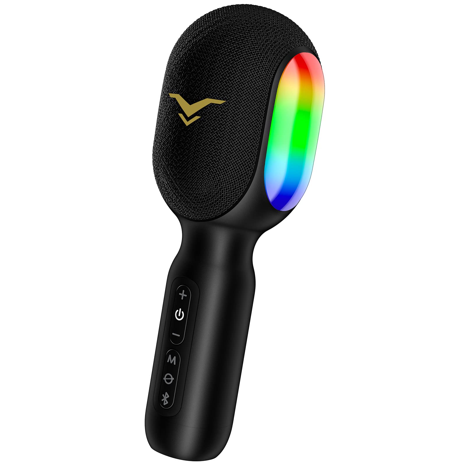 

Караоке-микрофон 5 ролей в беспроводном микрофоне Bluetooth со светодиодной подсветкой, 4 звука, музыка, FM-подключение, для 2500 мАч, большой, совместимый для чёрный