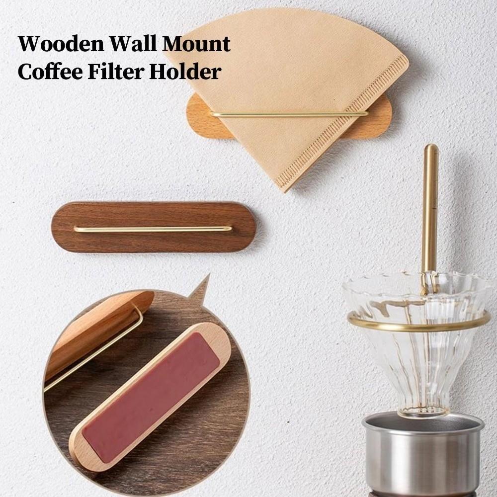 Wandmontierter Kaffeefilterhalter Holz Starker Klebstoff Kaffeefilterständer Platzsparend Tischserviettenhalter Kaffeezubehör