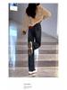 Women's Cement Gray Distressed High-Waist Straight-Leg Jeans