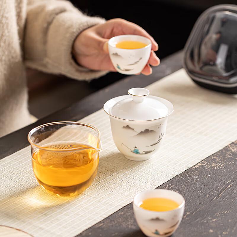 Gold Inlaid Jade Travel Tea Set