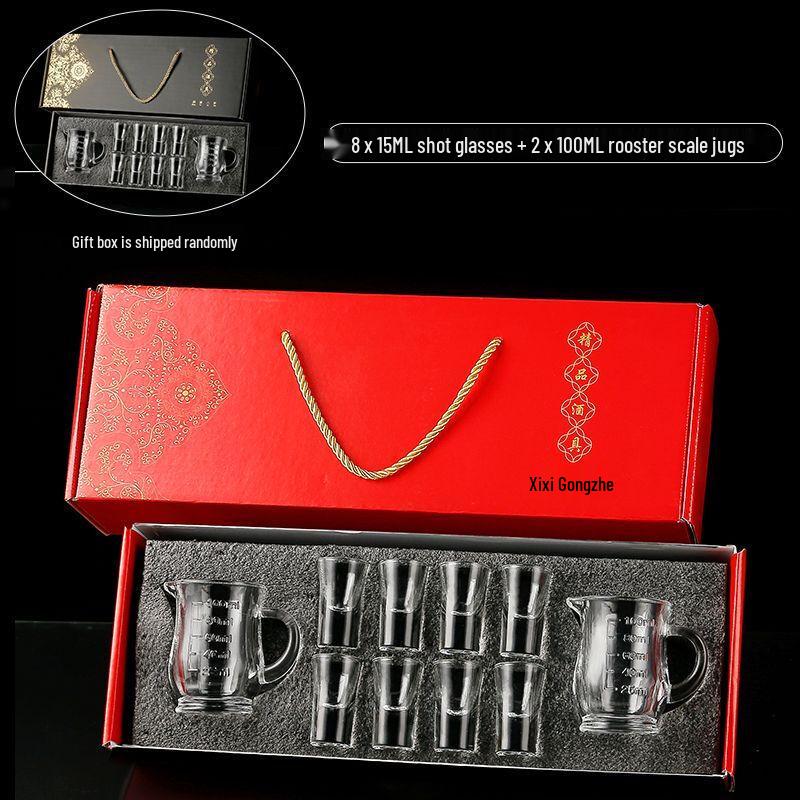 Qiu Qiao Chinese Crystal Baijiu Decanter & Shot Glass Gift Set