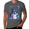 Colourful Border Collie Puppy TShirt Casual Pattern Print Tee Shirt