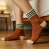 5 Pairs Autumn Winter Thicken Mid-tube Socks Women's Terry Striped Warm Breathable Home Socks 2 Pairs Unisex Couple Floor Socks