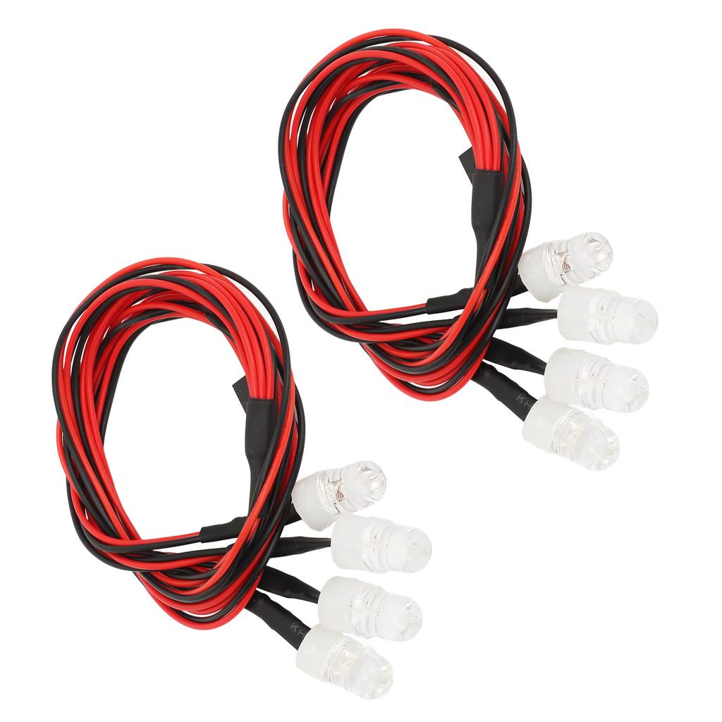 2PCS 4 LED RC Car Lights Universal 8mm White and Yellow RC Car Headlights Taillight Kit for Traxxas