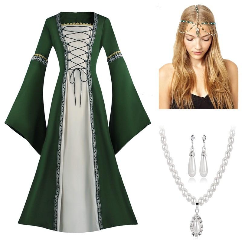 Medieval Fantasy Costume Dress Women Plus