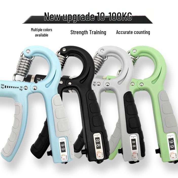 

Adjustable 100kg Grip and Arm Strength Trainer for Adults and Middle School Students - Non-Slip Exercise Equipment with Resistance Band. 2025 Gray with Counter