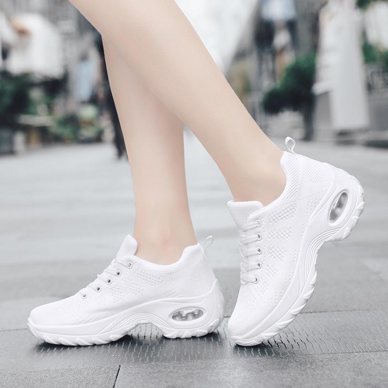Women Air-cushion Casual Sneakers Breathable Knitted Dancing Shoes Fashion Platform Shoes Running Jogging Sports Shoes