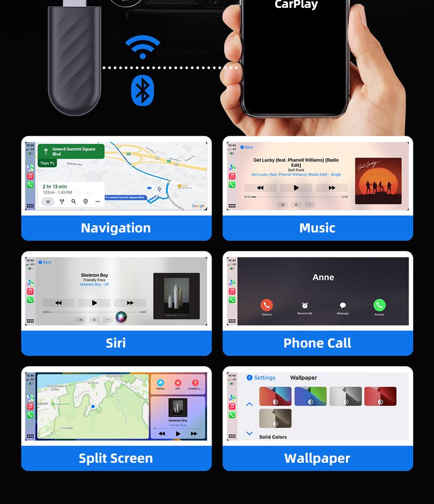 Wireless 2 In1 CarPlay Adapter for Apple iPhone Android Wired To Wireless Carplay AI Box USB Type C Connection Auto Car Dongle