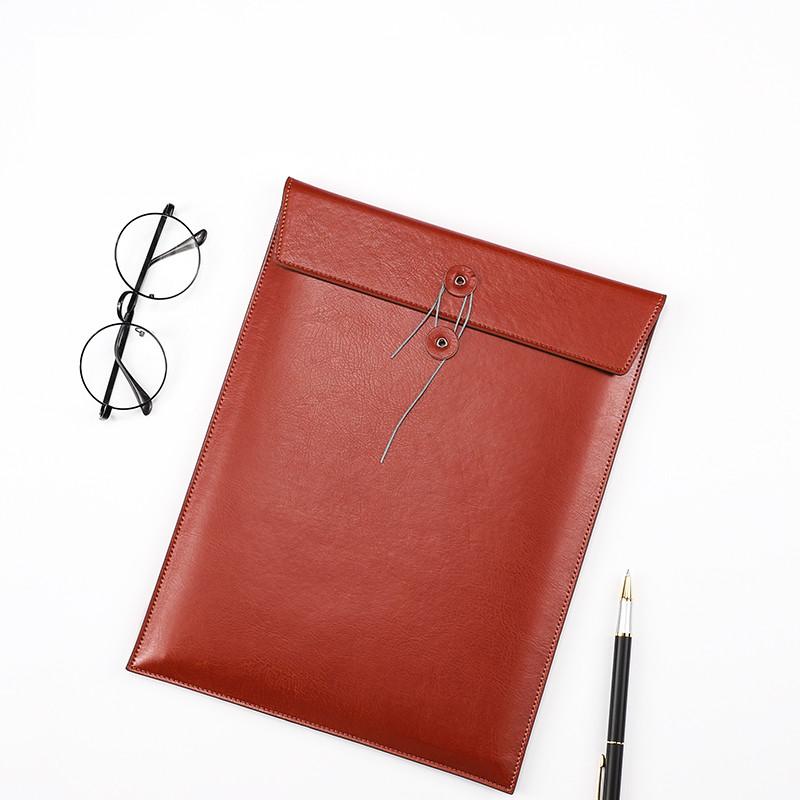 Large Capacity A4 File Storage Bag with Custom Logo Waterproof PU Leather Bidding Book Thickener Customized for Document Usage