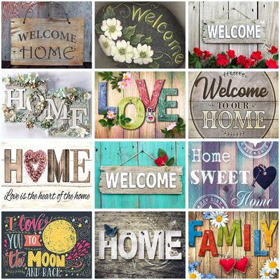 Pintura de Diamantes 5D DIY Letra para el Hogar Mosaico de Pedrería Arte con Pedrería Kit de Punto de Cruz Decoración Regalo de Año Nuevo