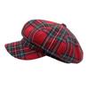 [Withmoons] Casquette Newsboy Hat Beret Baker Boy Hat Gingham Check HM31178 (Red)