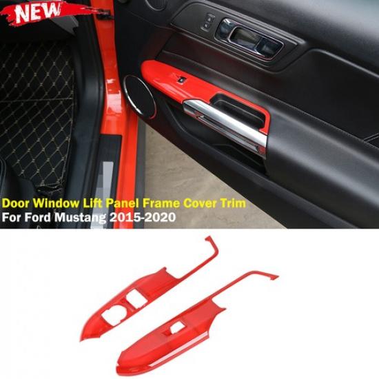 Interior Door Window Lift Panel Switch Trim Decor For Ford Mustang 2015- Red