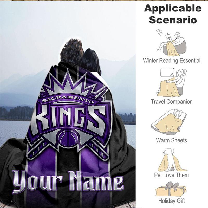 Custom Name Blanket Sacramento Basketball Logo Blanket Bedding Blanket for Travel, Camping, Living Rooms, Offices, Sofas, Fan Christmas gift