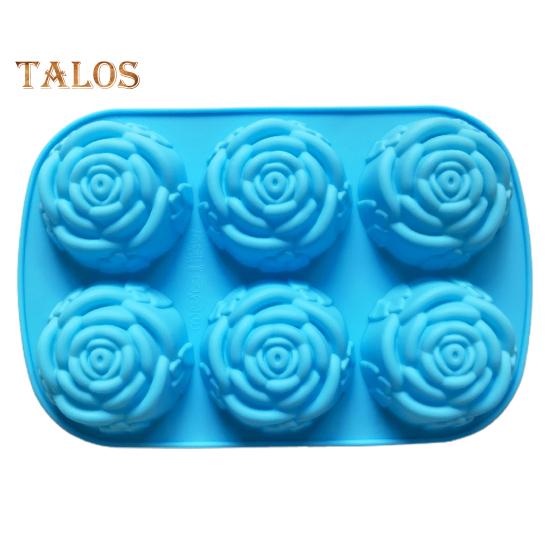Kuchenform, flexibel, antihaftbeschichtet, Rosenblütenform, Silikonform, 6 Gitter, Pralinen, Geleeform für die Küche zu Hause