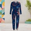 Women Plus Size Printed Round Neck Long Sleeve Cuffed Top And Cuffed Pants Two Piece Set With Pockets