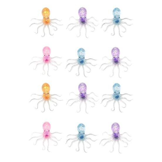 

1/6/12Pcs Clear Glitter Octopus Toy Stress Relief Octopus Fidget Toy Simulated Sea Animal Squeeze Sensory Toy with Sequins 12pcs