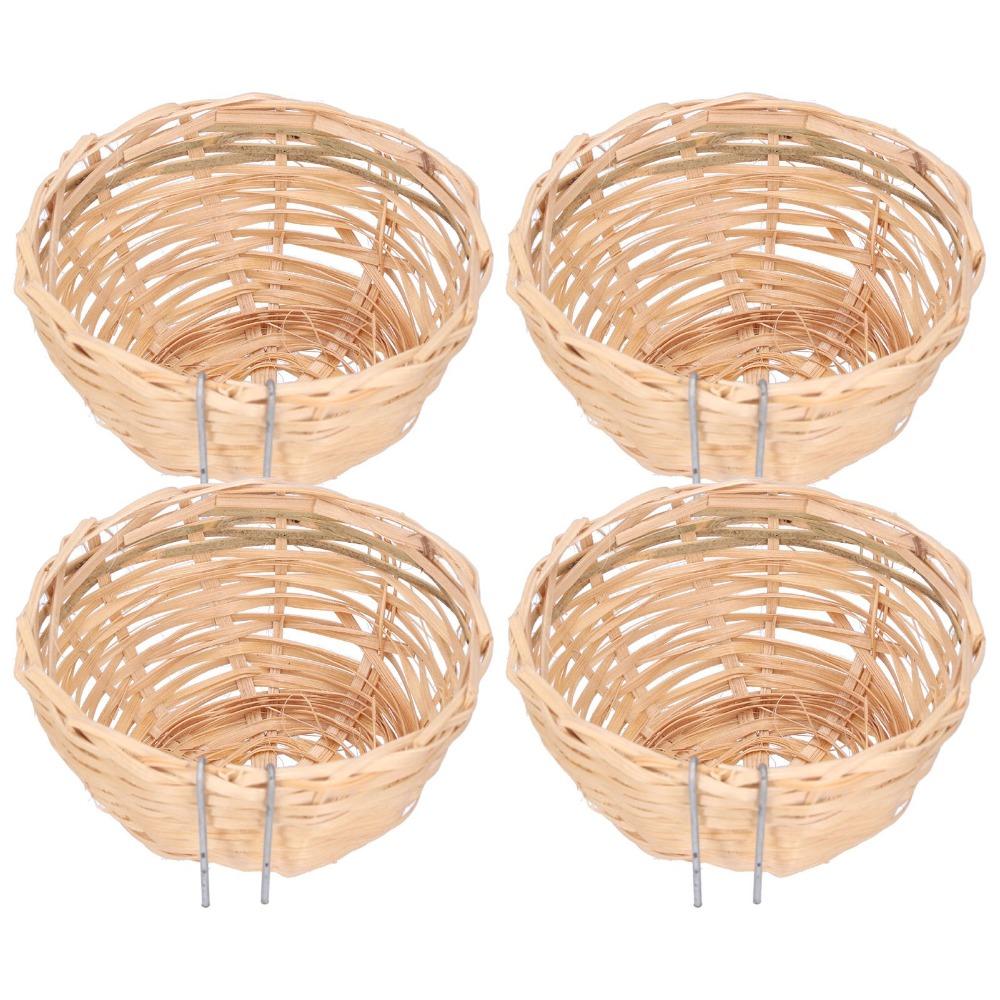 4Pcs Hook Design Bamboo Bird Nest Hand Woven Weaving Bird House Bird Nest With Hook  Cockatiels