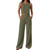 Completo da Donna Due Pezzi Vestibilità Larga Canotta Senza Maniche Girocollo Pantaloni a Vita Alta Gamba Larga Tuta Casual in Lino