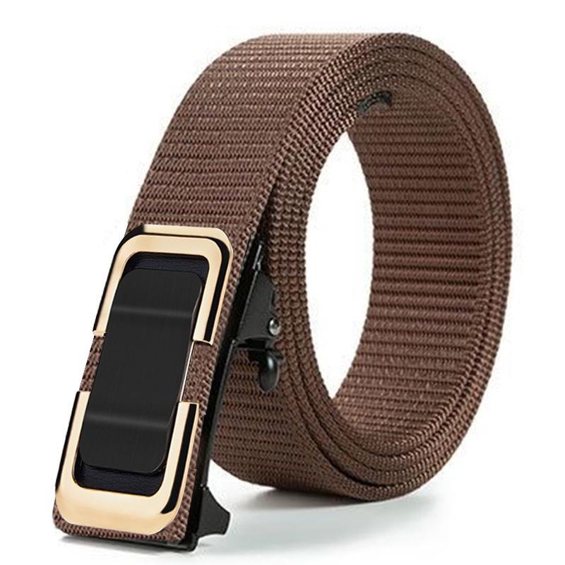 Men'S Toothless Automatic Buckle Woven Canvas Belt Belt Casual Nylon Tactical Pants Belt Military Training Outdoor Belt