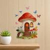 Mushroom House Wall Stickers, Peel And Stick Vinyl Decals, Watercolor Fairy Tale Wall Stickers with Hedgehogs Birds Butterflies for Kids Bedroom