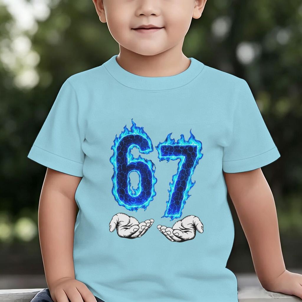 Boys Girls Number 67 Tshirt Cool Blue 6 7 Print Casual Daily Wear Tee Toddler Soft Cotton Tee 7th Birthday Boys Clothes