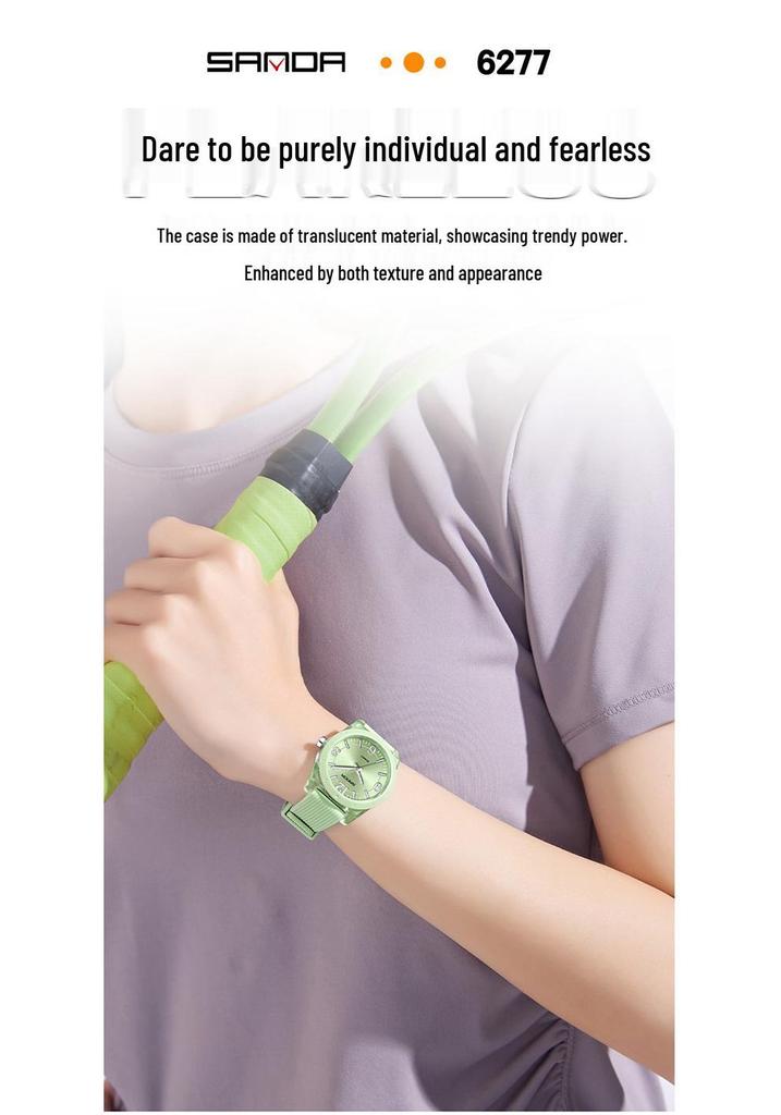 Sanda TEMU Hot-Selling Waterproof Quartz Luminous Student Watch with Thin Transparent Case for Children