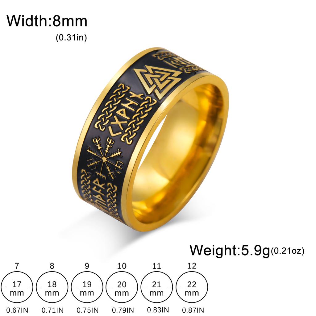 VASSAGO Viking Celtic Runes Ring For Men Triquetra Trinity Norse Jewelry Black Ring Good Luck Irish Mens Jewelry