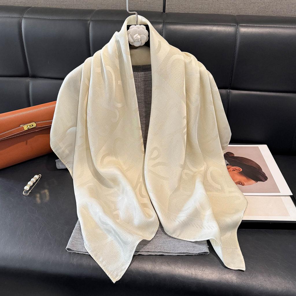 Spring Tencel Cotton Silk Scarf Fashion Classic Big Brand Style Square Scarf Shawl Women High-End Scarf Women