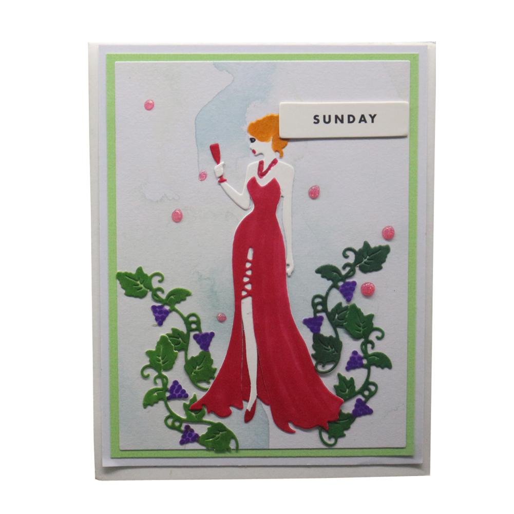 Ladies Drinking Frame Metal Silvery Stencil Embossing Cutting Dies For Diy Scrapbooking Paper Album Cards Making
