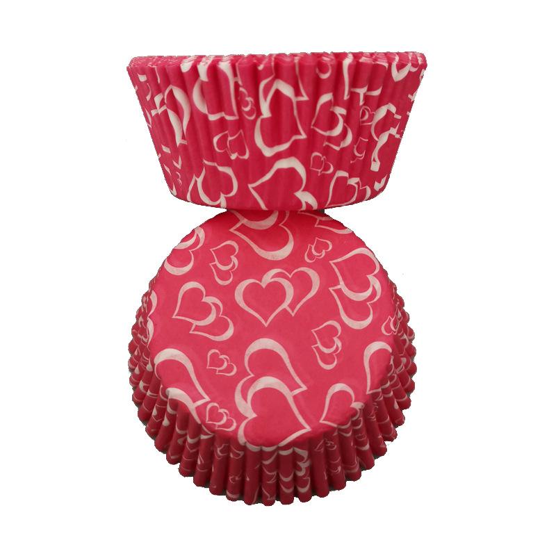 Pečicí nástroje Láska Růžově červený Držák na papírové košíčky Papírový košíček Košíček na muffiny Papírový Papír Odolný proti oleji Držák na papír 100 ks