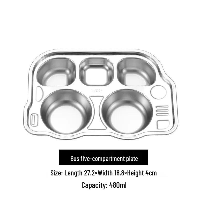 304 Stainless Steel Cartoon Divided Plate for Kids – Perfect for Kindergarten and School Canteens