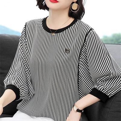 Tops Women Cotton Summer Large Size T-shirt Polo Neck Loose Printed Casual Pullover T-shirt Top