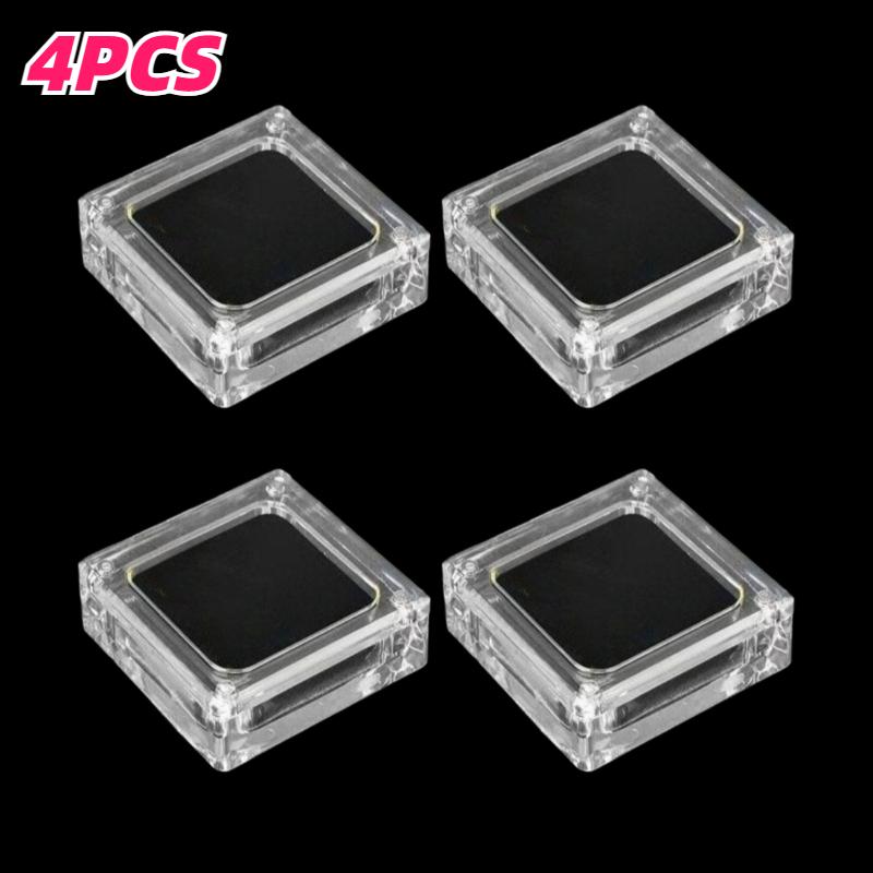 

4pcs Small Acrylic Jewelry Boxes with Lids Mini Square Stone Box for Displaying Loose Diamonds Gemstones Transparent Display Box