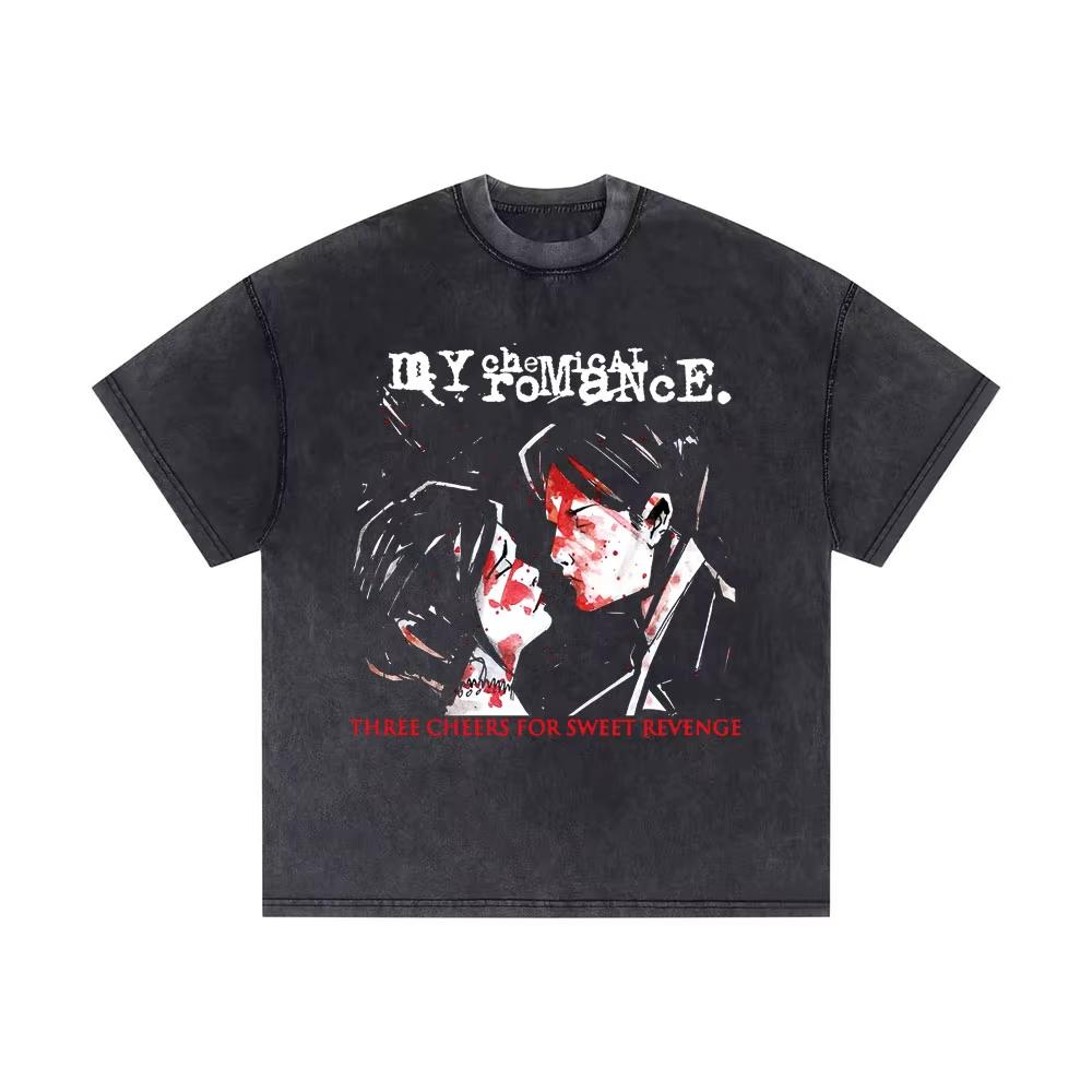 2026 Washed Vintage My Chemical Romance 2007 Tour T Shirt Men Women Parade Punk Emo Rock Band T-shirts Gothic Cotton Oversized T-shirts