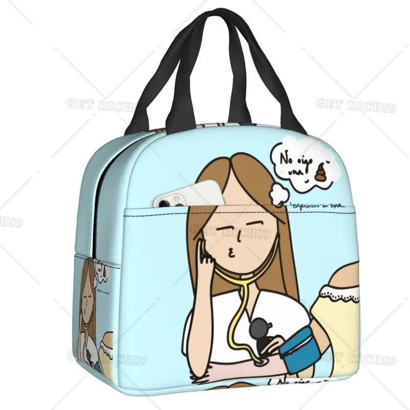 Cartoon Ladies Nurse Doctor Lunch Boxes Cute Lunch Bag High Quality Insulated Food Container for Nurse Adults Outdoor Activities