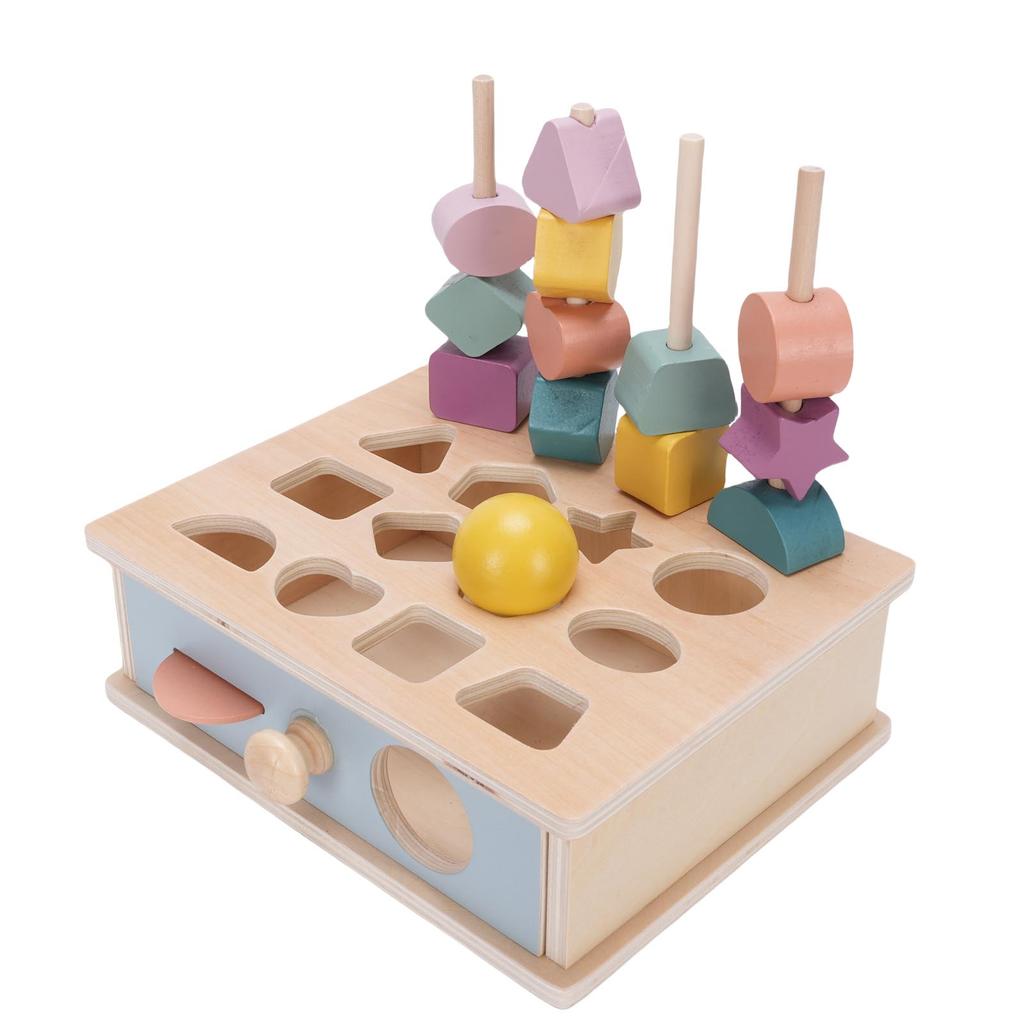 Drewniane Zabawki do Sortowania Kolorów i Układania w Stos Wczesna Nauka Koraliki do Nawlekania Zestaw do Sekwencjonowania dla Maluchów