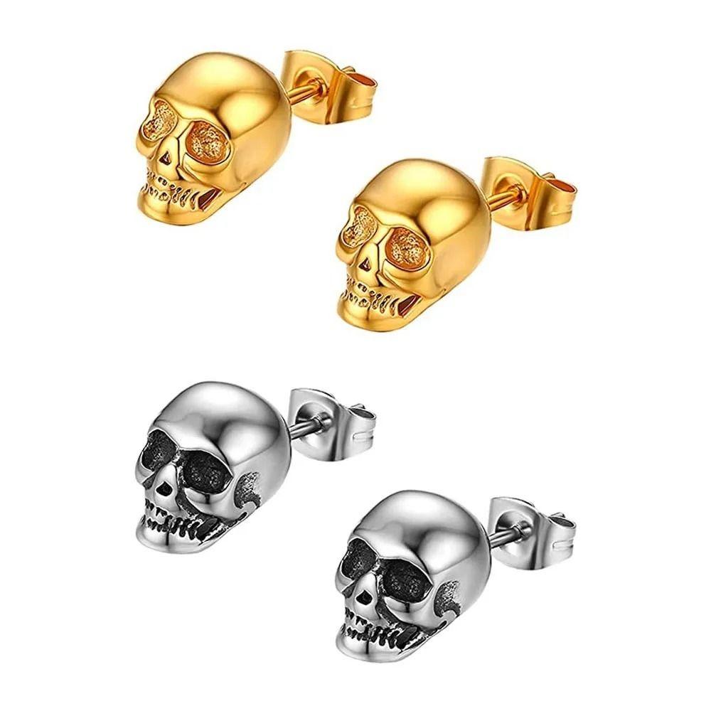 Hiphop Style Skeleton Stud Earrings Creative Mini Ear Clip Personality Earrings  Unisex