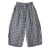 DIMANAF 2026 Summer New Plus Size Women Long Pants Vintage Printing Loose Casual Elastic Waist Lady Bottoms Black Plaid