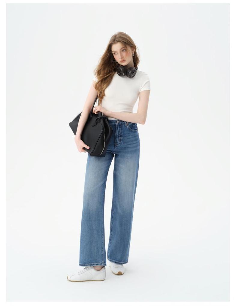 JOCORBEI Fließende Lyocell 2026 Damen High Waist Weites Bein Bodenlange Jeans